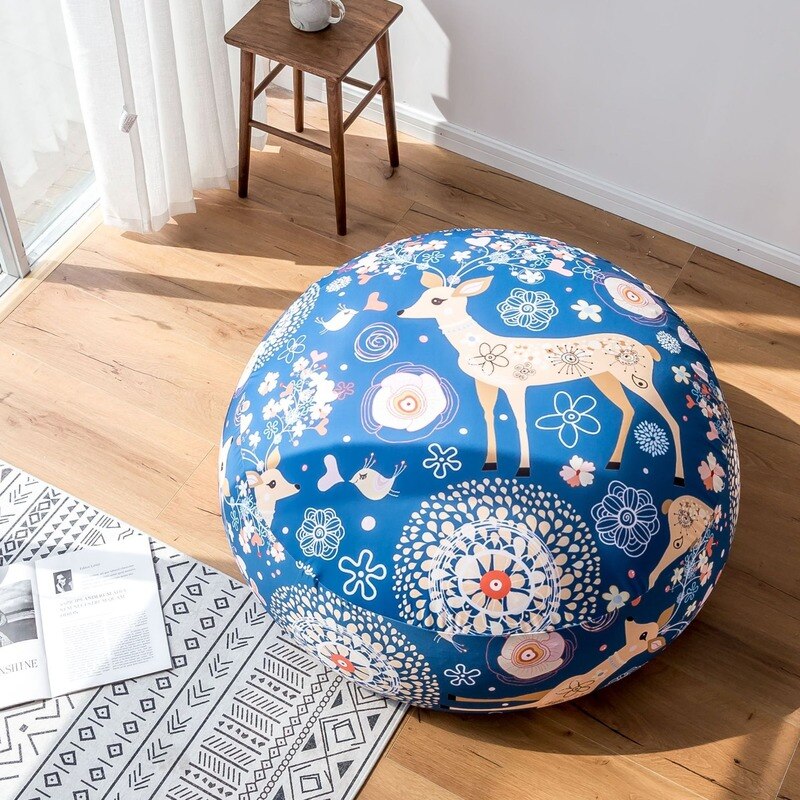 Round Sofa Filled with High Elastic Foam Sponge Living Room Couch Modern Simple Frameless Detachable Spherical Fabric Cushion