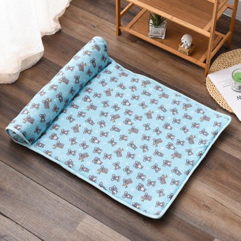 Summer Dog Bed Mat Ice Cool Pet Dog Cat Nest Mat With Pillow Washable Anti-slip Pet Sleeping Mat