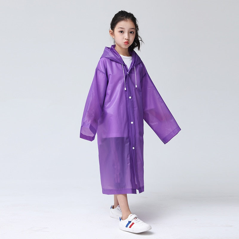 Children Adult Waterproof Raincoat Reuseable EVA Rain Poncho For Kids Girls WomenTransparent Clear Rainwear Suit For Student