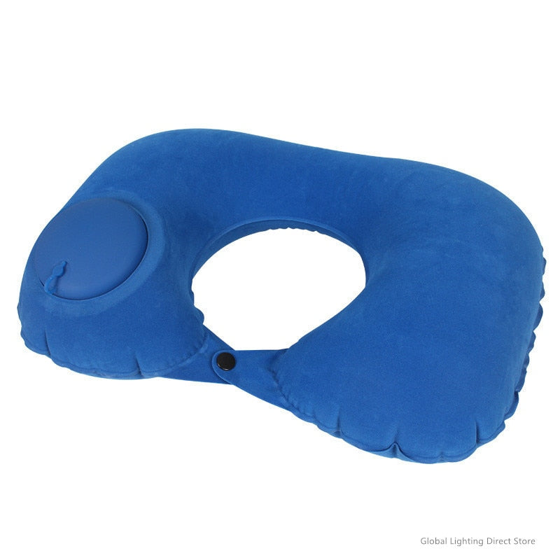 U-Shape Travel Pillow Automatic Air Inflatable Airplane Car Pillows Ring Pillow Folding Press Type Bed Pillows Neck Cushion 2