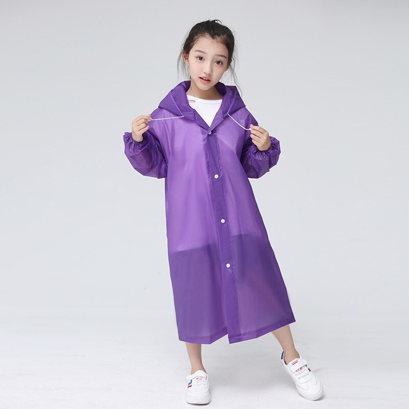 Children Adult Waterproof Raincoat Reuseable EVA Rain Poncho For Kids Girls WomenTransparent Clear Rainwear Suit For Student