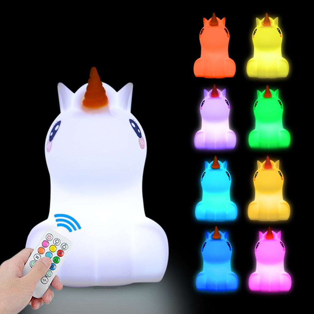 Owl LED Night Light Touch Sensor Remote Control 9 Colors Dimmable Timer Rechargeable Silicone Night Lamp for Children Baby Gift