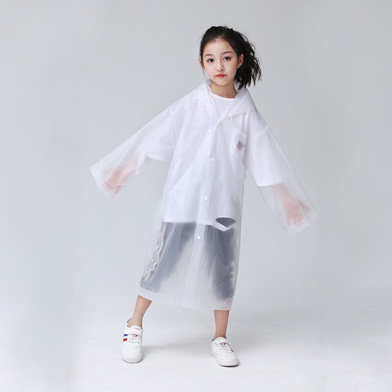 Children Adult Waterproof Raincoat Reuseable EVA Rain Poncho For Kids Girls WomenTransparent Clear Rainwear Suit For Student