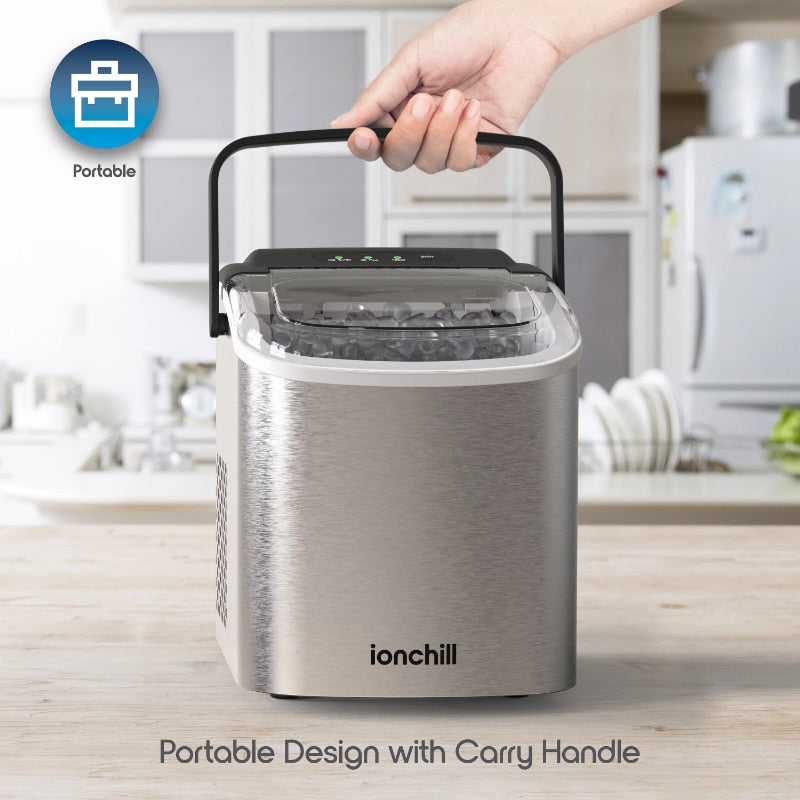 Ionchill Quick Cube Ice Machine, 26lbs/24hrs Portable Countertop Bullet Ice Maker