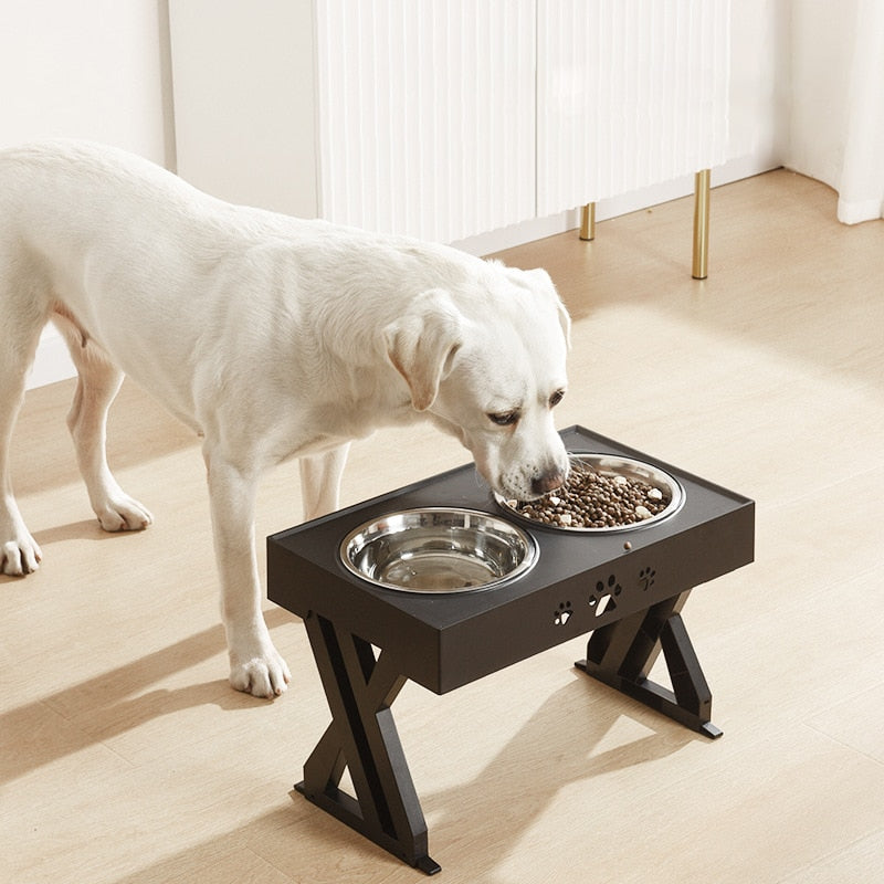 Dogs Double Bowls with Stand Adjustable Height Pet Feeding Dish Bowl Medium Big Dog Elevated Food Water Feeders Cat Lift Table