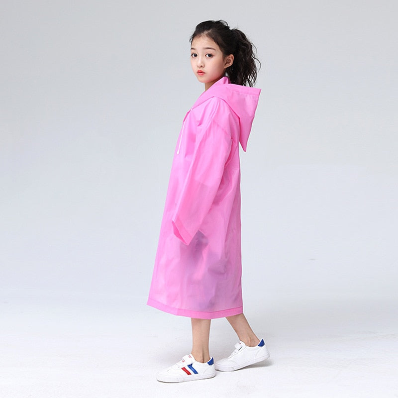 Children Adult Waterproof Raincoat Reuseable EVA Rain Poncho For Kids Girls WomenTransparent Clear Rainwear Suit For Student