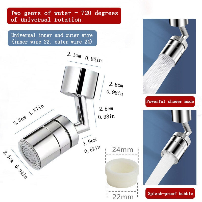 Brass ABS 720° Rotatable Splash Filter Universal Kitchen Faucet Sprayer Head Flexible Bathroom Tap Extender Adapter Foam Nozzle