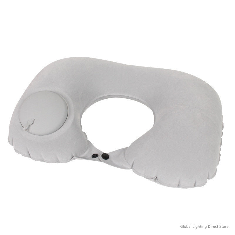 U-Shape Travel Pillow Automatic Air Inflatable Airplane Car Pillows Ring Pillow Folding Press Type Bed Pillows Neck Cushion 2