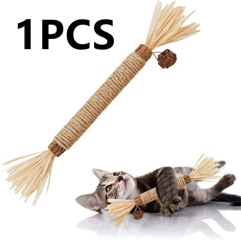 Pet Cat Wooden Polygonum Stick Lafite Grass Cat Toy Molar Stick Catnip Cat Tooth Cleaning Silvervin Stick Cane Pet Supplies Toys