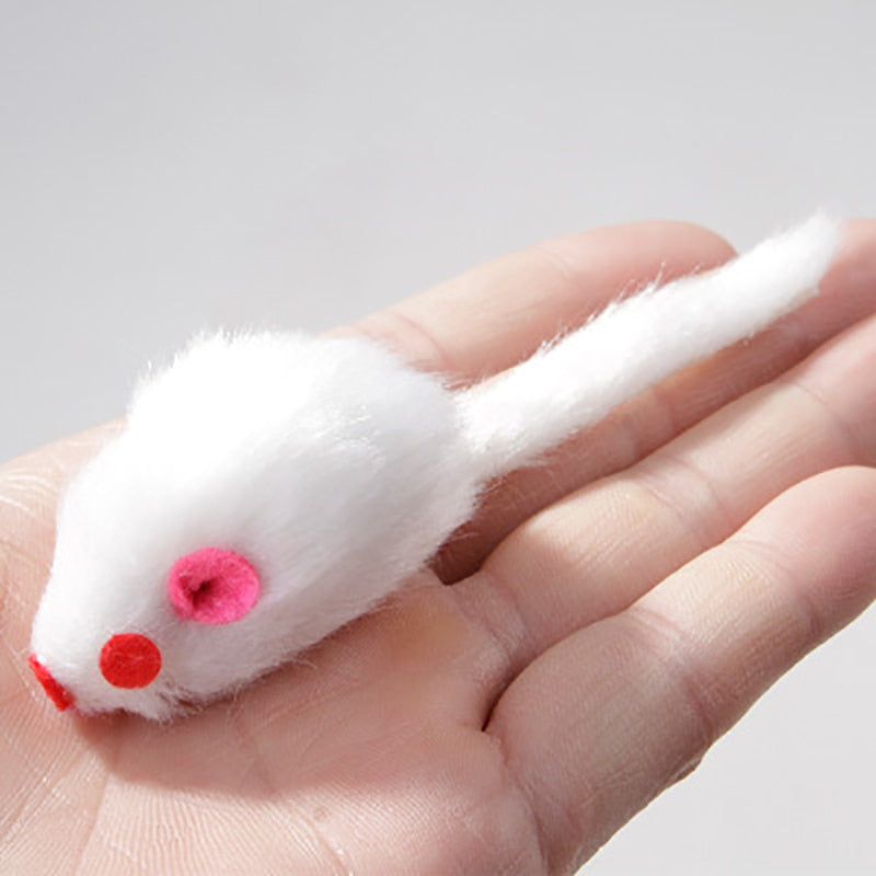 5Pcs Furry Plush Cat Toy Soft Solid Interactive Mice Mouse Toys For Funny Kitten Pet Cats Playing Scratch Training Game Supplies