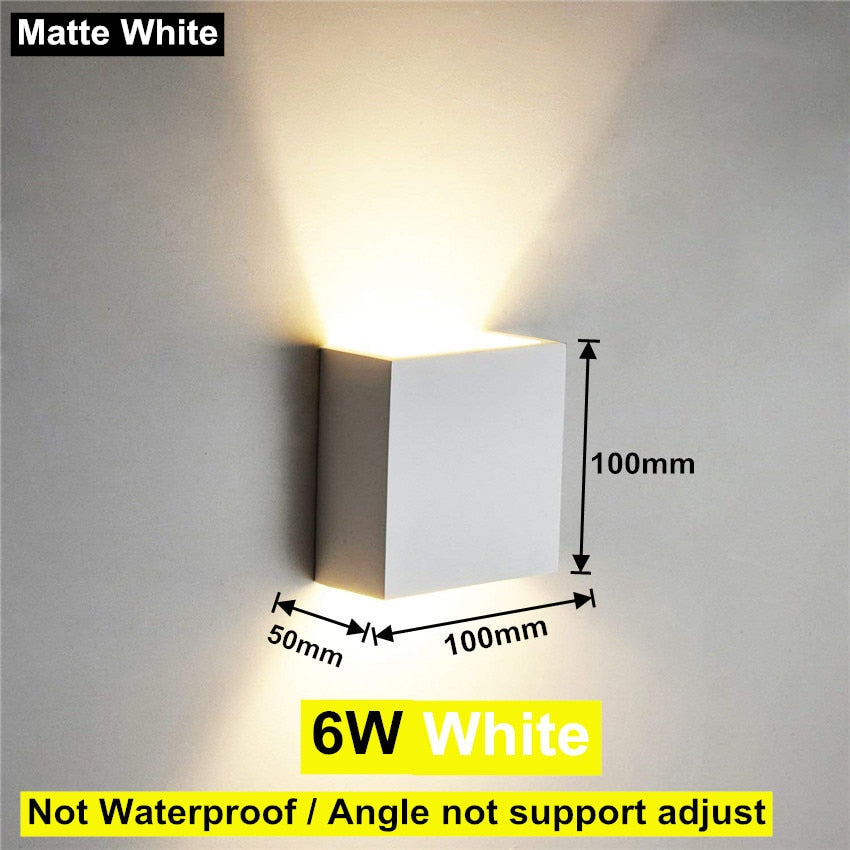 6W 12W Waterproof AC85-265V Surface Mounted LED Wall Light Modern Nordic Luminaire Indoor Wall Lamps Living Room Porch Outdoor