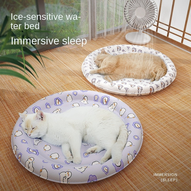 New Summer Pet Ice Mat Round Nest Cold Gel Soft Ice Cat Ice Nest Sleeping Mat Cooling Mat Dog Cat Pet Mat Pet Supplies & Pet