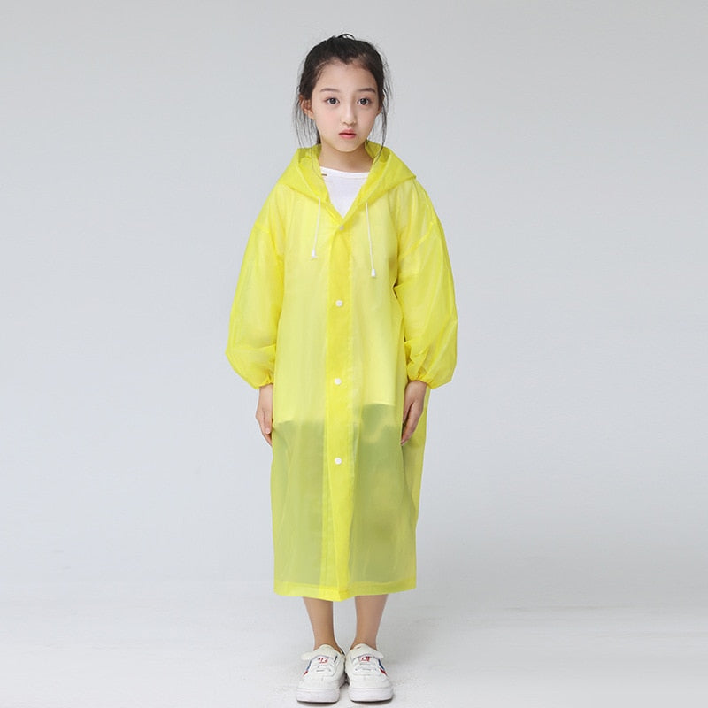 Children Adult Waterproof Raincoat Reuseable EVA Rain Poncho For Kids Girls WomenTransparent Clear Rainwear Suit For Student