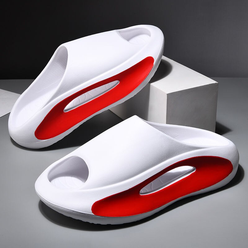 Men's Summer Slippers Thick Bottom Bathroom Slippers Soft EVA Hollow Unisex Footwear Non-Slip Casual Female Shoes Flip Flops