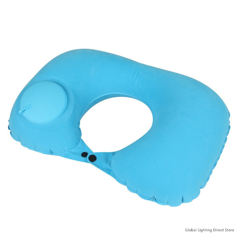 U-Shape Travel Pillow Automatic Air Inflatable Airplane Car Pillows Ring Pillow Folding Press Type Bed Pillows Neck Cushion 2