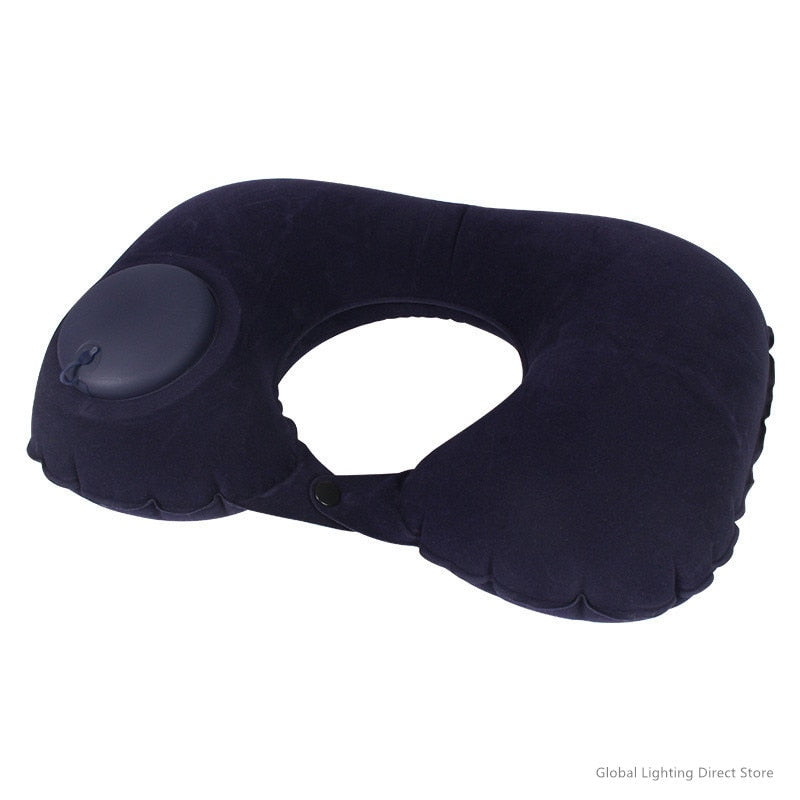 U-Shape Travel Pillow Automatic Air Inflatable Airplane Car Pillows Ring Pillow Folding Press Type Bed Pillows Neck Cushion 2