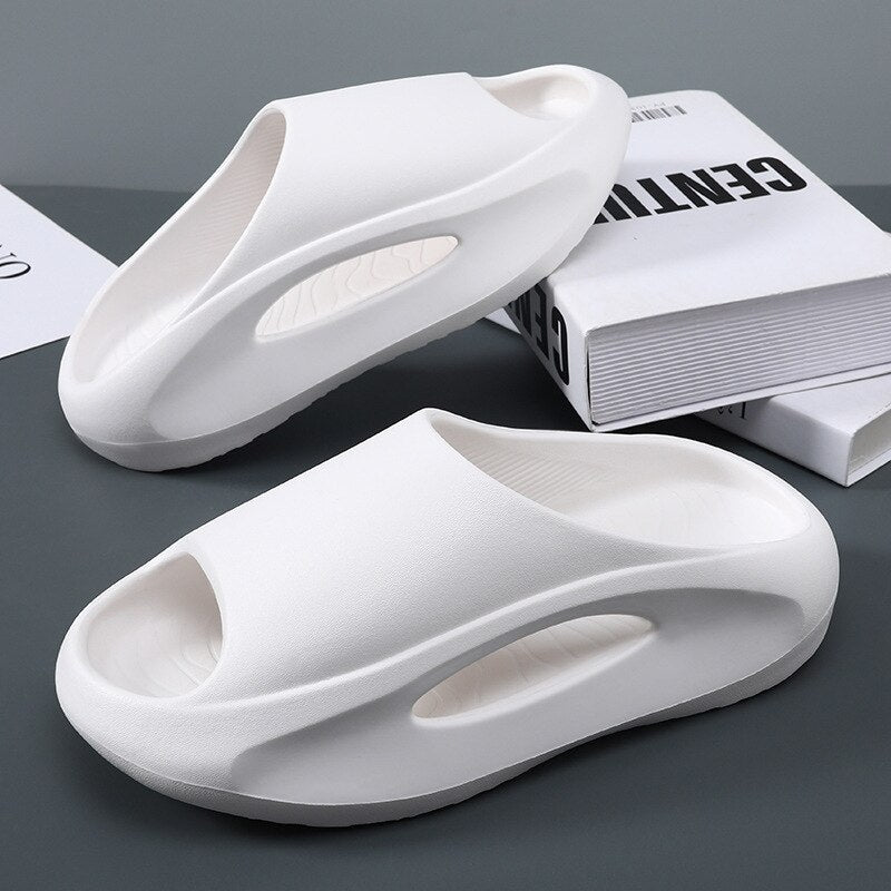 Men's Summer Slippers Thick Bottom Bathroom Slippers Soft EVA Hollow Unisex Footwear Non-Slip Casual Female Shoes Flip Flops