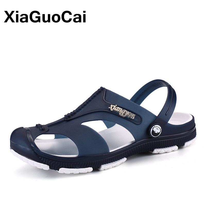 2022 Summer Men&#39;s Slippers Clogs Slip-On Garden Shoes Breathable Man Sandals Plus Size Male Beach Shoes Flip Flops Quick Dry