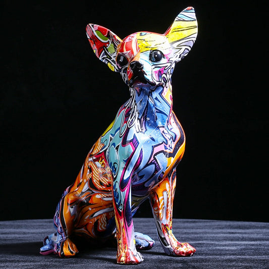 Creative Color Chihuahua Dog Statue Simple Living Room Ornaments Home Office Resin sculpture Crafts Store Decors Decorations