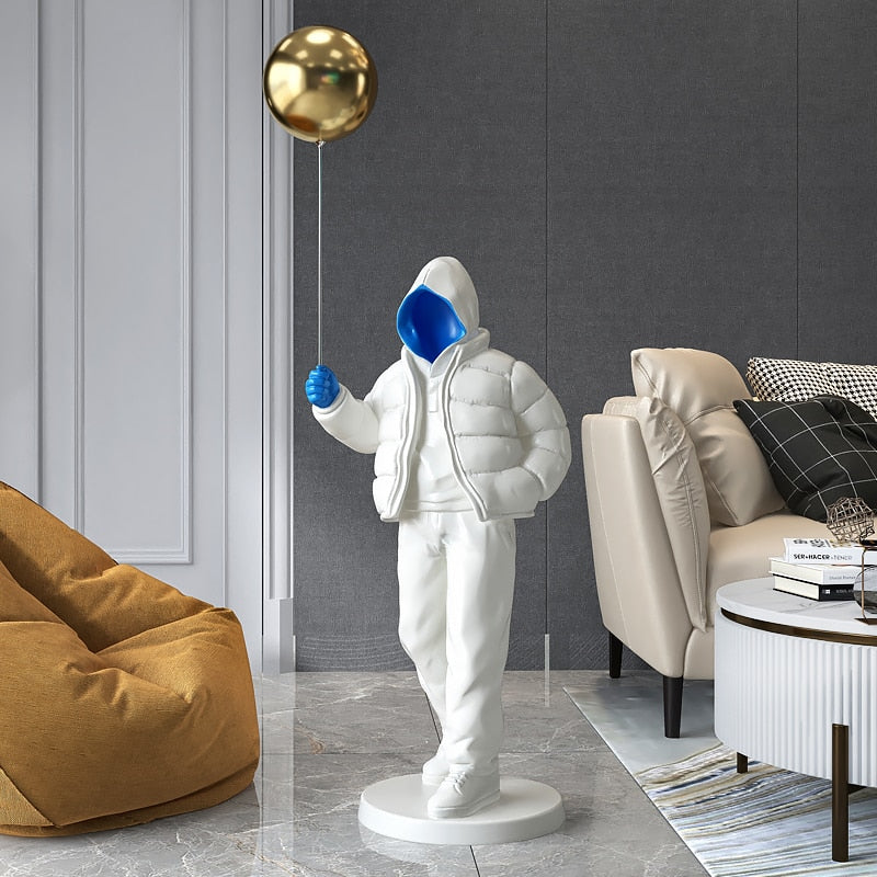 Nordic Style Originality Balloon Boy Floor Figure Statue Home Decoration Large Landing Living Room Decor Sculpture Figurine