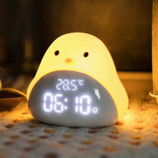 Cartoon Cute Time Bird Night Light Alarm Clock Silicone Touch USB LED Night Lamp For Children Baby Kids Gift Bedside Lamp