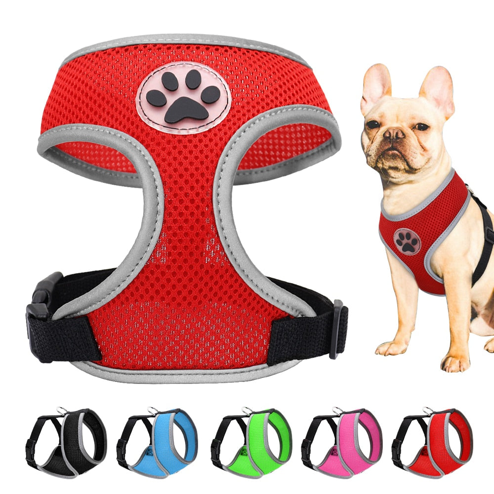 Breathable Small Dog Pet Harness Reflective Puppy Cat Vest Harness Adjustable For Small Medium Dog Chihuahua Pug Bulldog