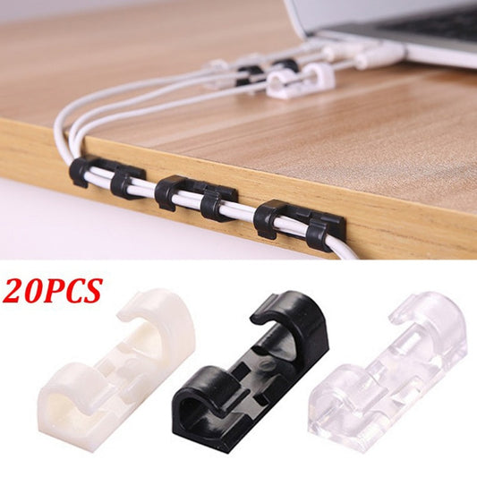 20PCS/lot Self-adhesive Wire Organizer Line Home Office Desktop Clips Cable Clip Buckle Ties Fixer Fastener Holder Accessories