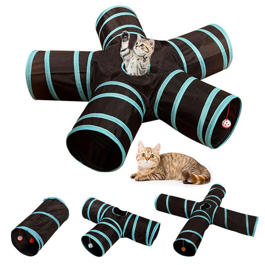 Pet Cat Tunnel Toys 3/4/5 Holes Foldable Pet Cat Kitty Training Interactive Fun Toy For Cats Rabbit Animal Play Tunnel Tubes