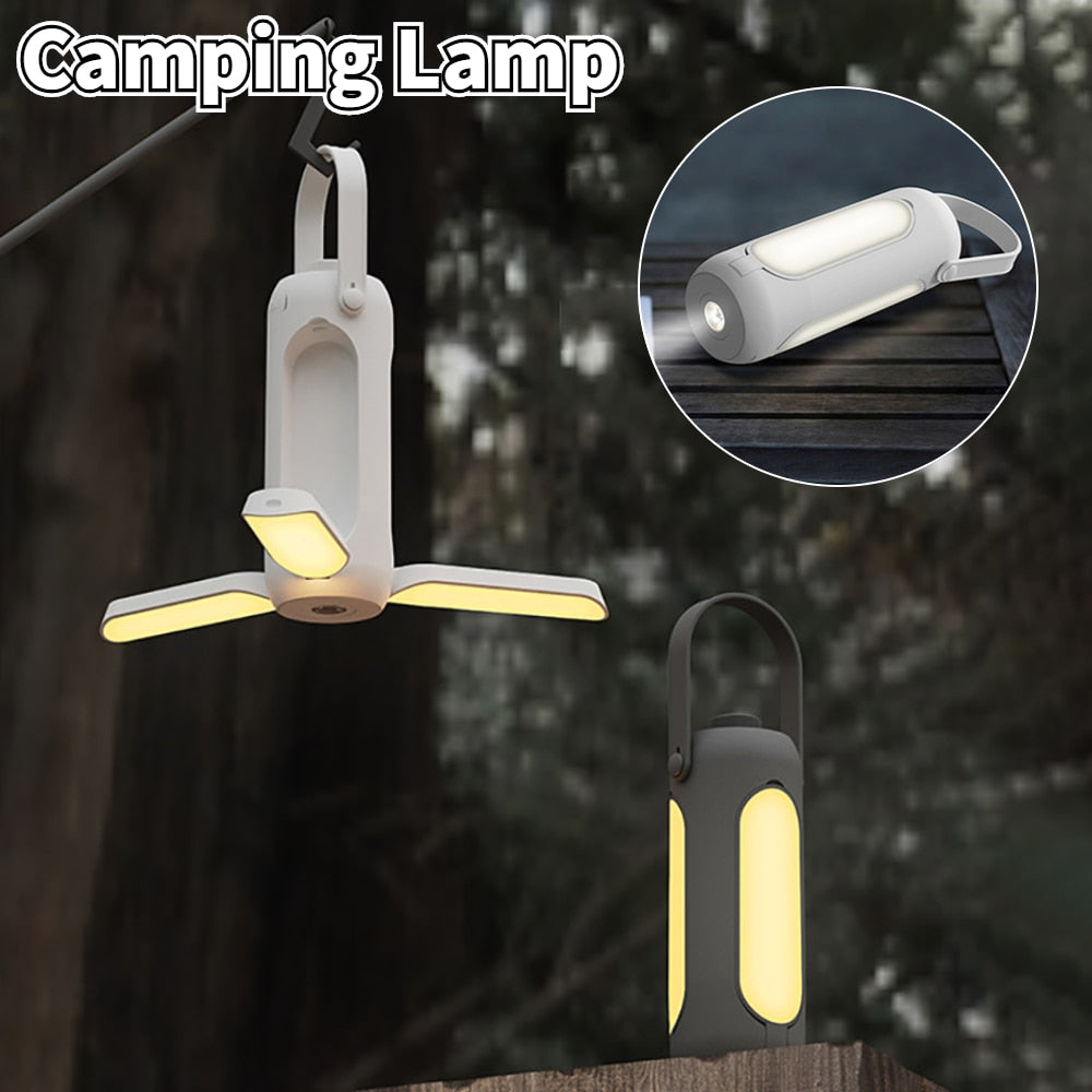 Portable Camping Light Folding Camping Lamp Stepless Dimming Folding Camping Lamp USBCharging Outdoor Camping Lantern Power Bank