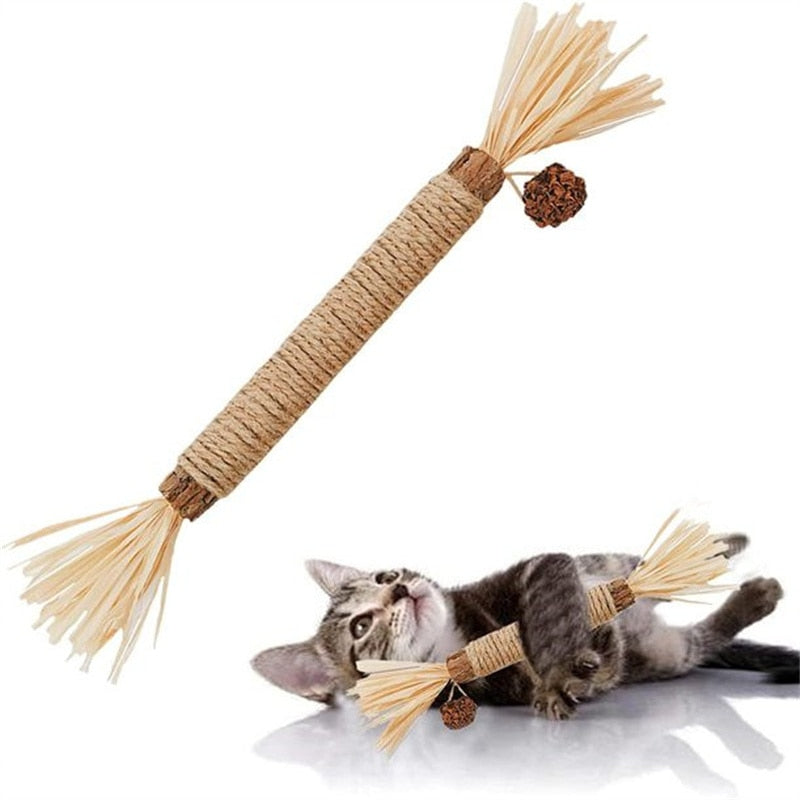 Pet Cat Wooden Polygonum Stick Lafite Grass Cat Toy Molar Stick Catnip Cat Tooth Cleaning Silvervin Stick Cane Pet Supplies Toys