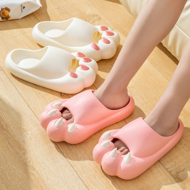 Creative Cute Cat Claw Women Slippers Funny Beach Female Slippers Flip Flops Thickened Anti-slip Slides Sandals Bathroom Shoes