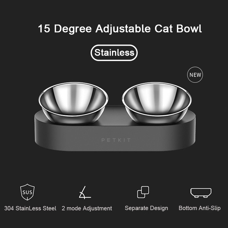 PETKIT Stainless Steel Pet Adjustable Feeding Bowl Double Feeder Bowls Water Cup Cat dog Drinking Bowls for pets feeding