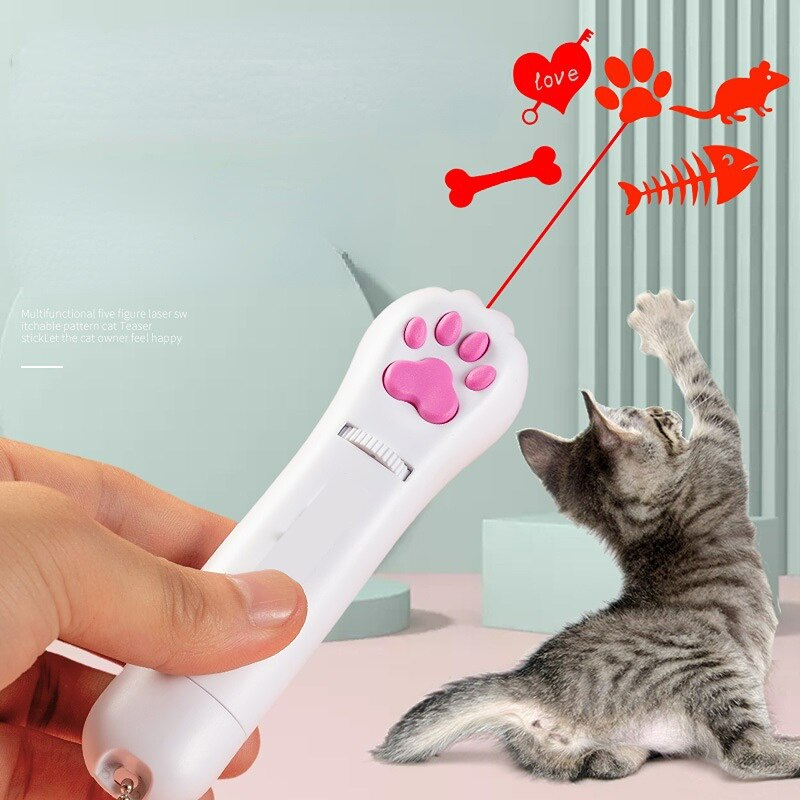 6 in 1 USB Pet LED 1 mw Laser Cat Laser Transform pattern Rechargeable Toy Interactive Bright Animation Pointer Light Pen Toys